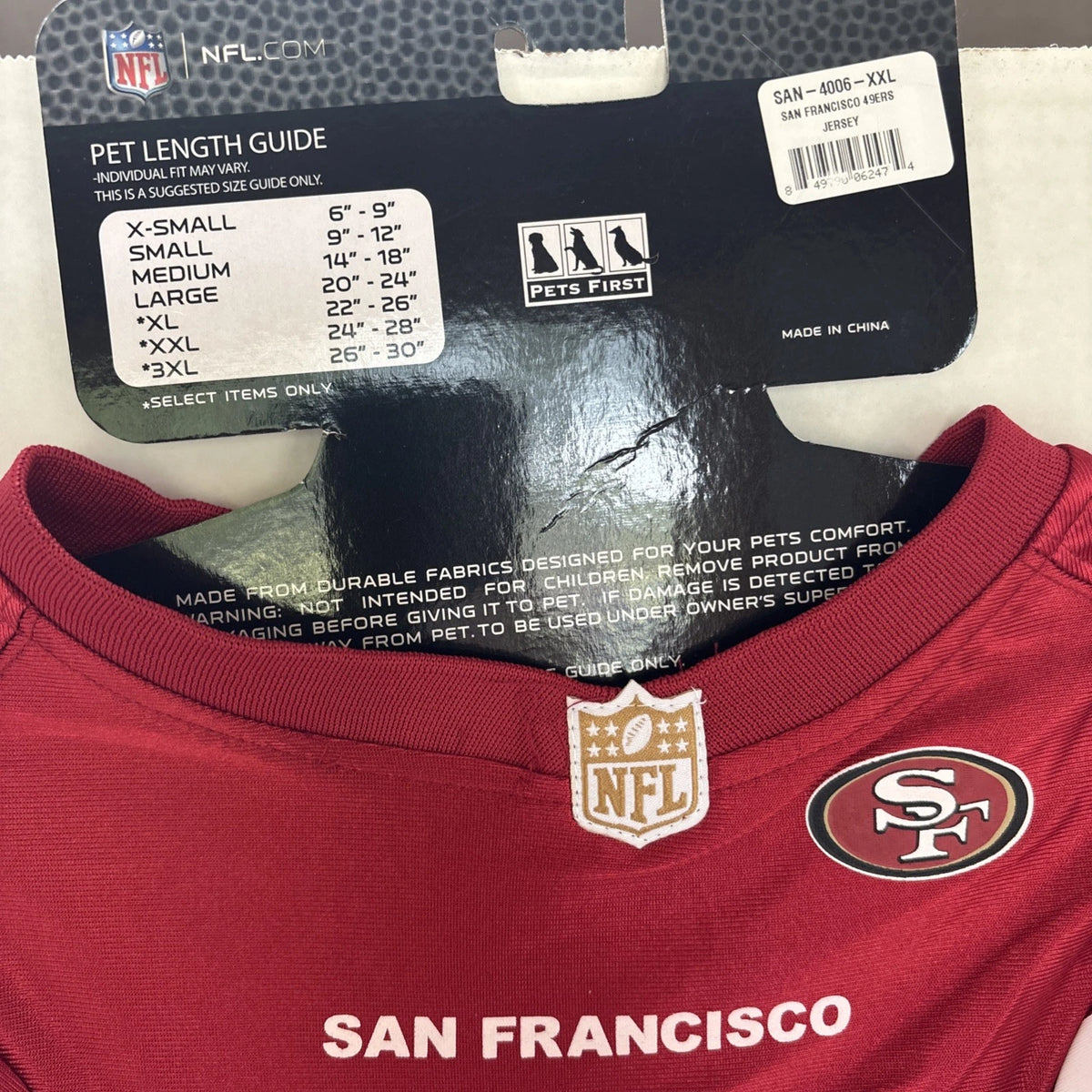 Pets First San Francisco 49ers Licensed NFL Mesh Football Jersey Dog XXL 24”-28”
