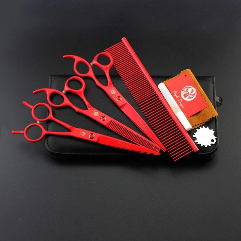 4Pcs/set 7 Inch Professional Pet Grooming Scissors Shears Dog Haircut Groom Set