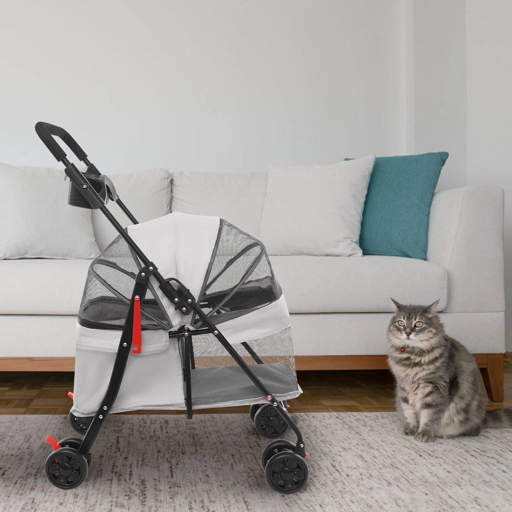 Lightweight Foldable Pet Stroller Cart for Small Dogs Cats, 40 lbs Capacity