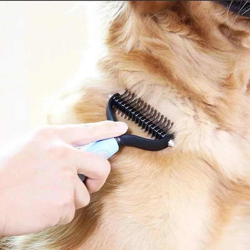 2Side Dog Brush for Shedding Dematting Pet Grooming Cat Hair Undercoat Rake Comb
