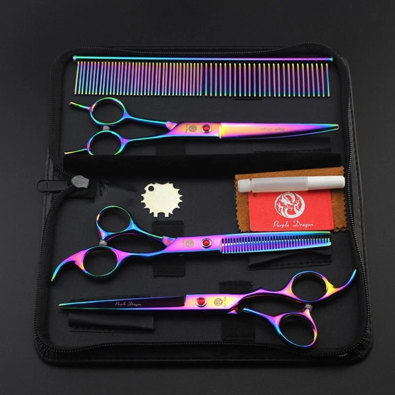 4Pcs/set 7 Inch Professional Pet Grooming Scissors Shears Dog Haircut Groom Set