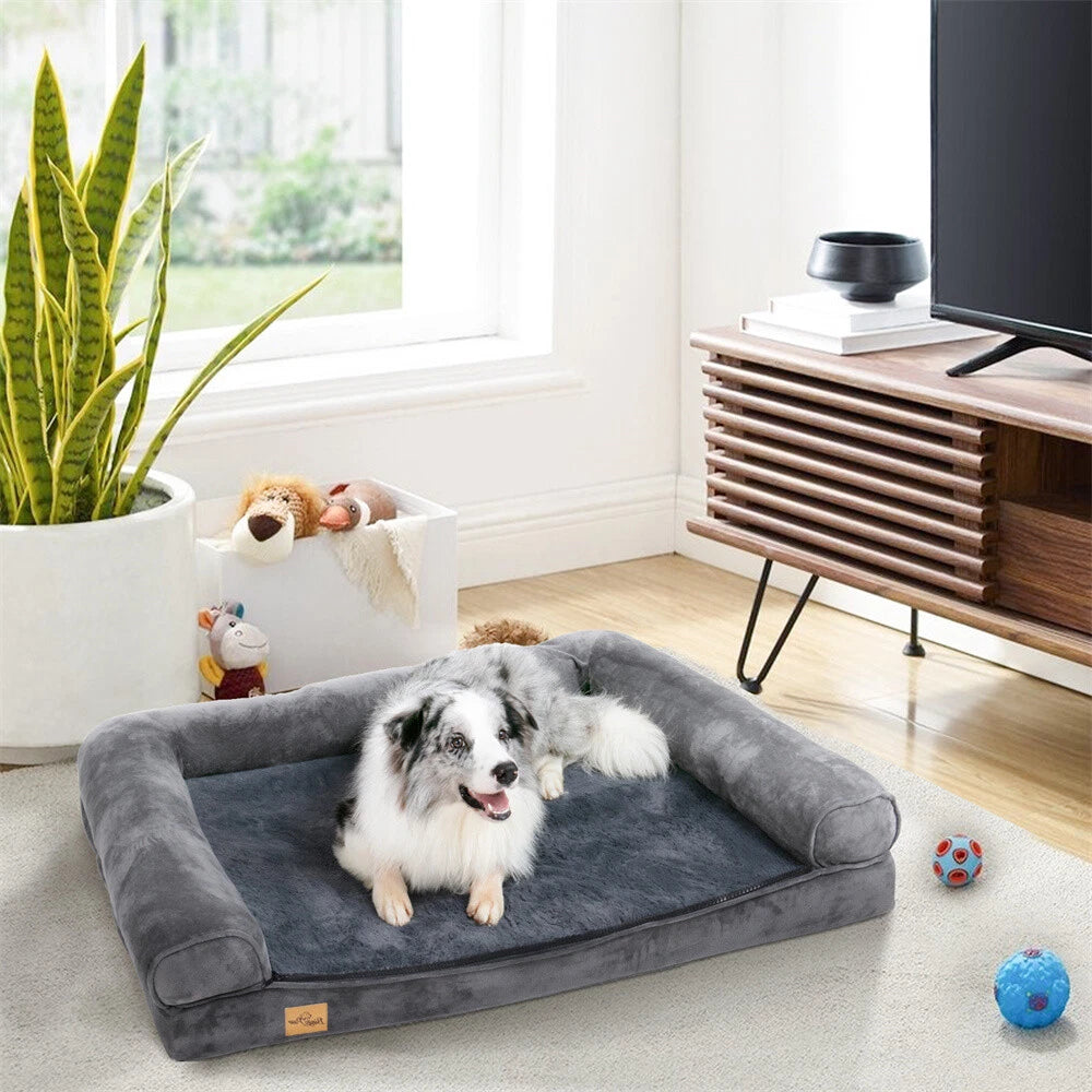 Elevated Orthopedic Dog Bed Pet Sofa w/ Headrest Washable Cover for Large Dogs