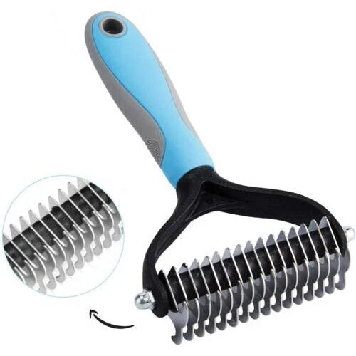 2Side Dog Brush for Shedding Dematting Pet Grooming Cat Hair Undercoat Rake Comb
