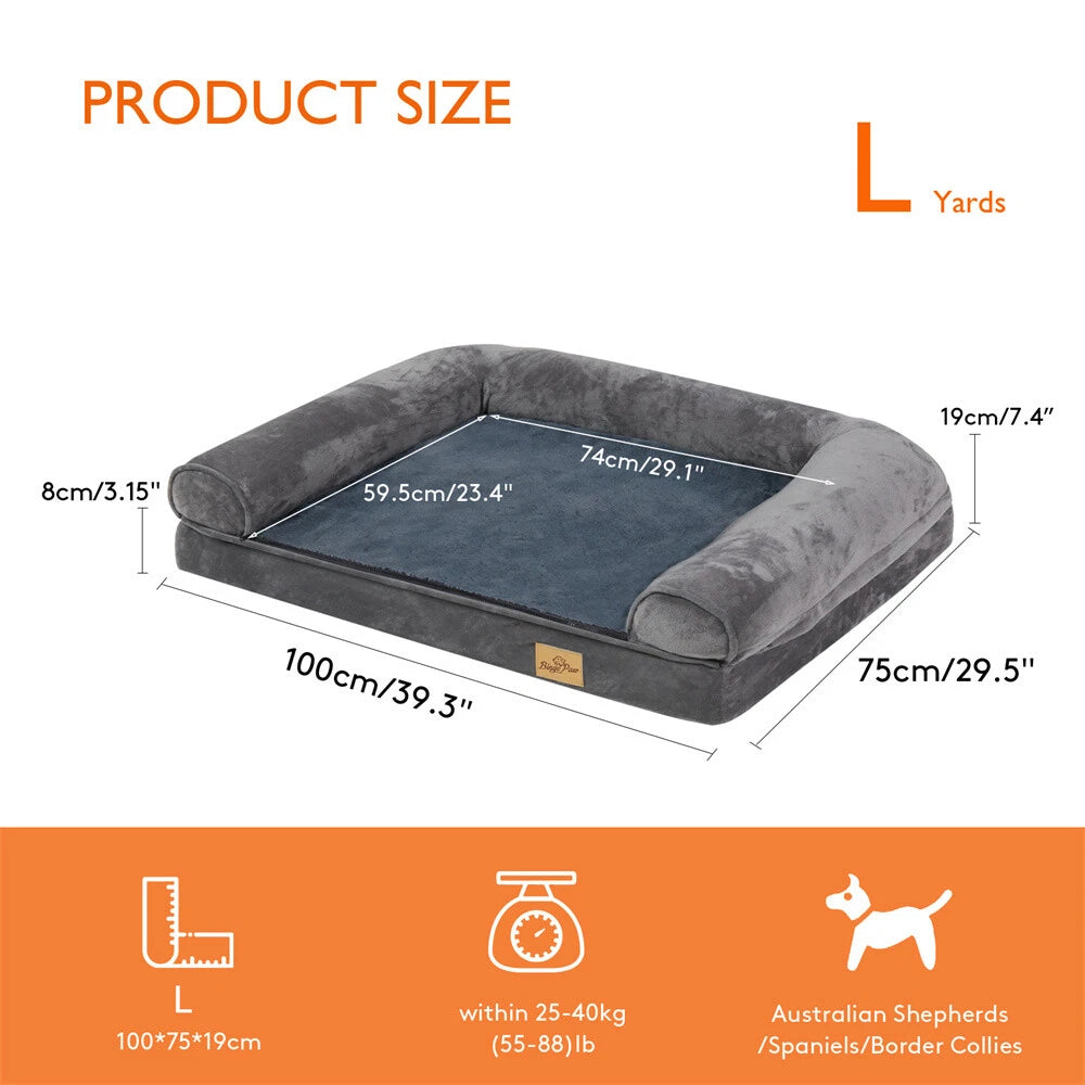 Elevated Orthopedic Dog Bed Pet Sofa w/ Headrest Washable Cover for Large Dogs