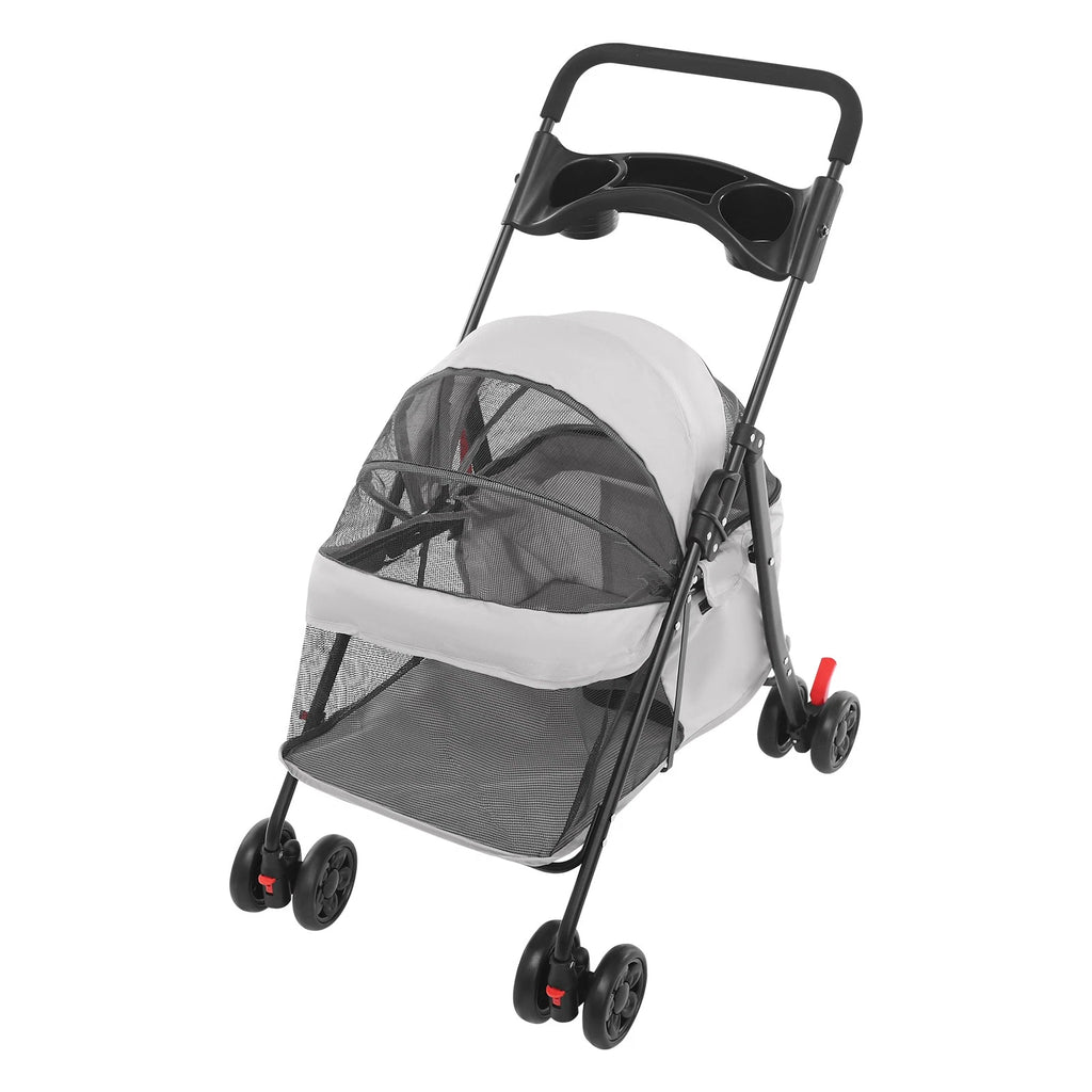 Lightweight Foldable Pet Stroller Cart for Small Dogs Cats, 40 lbs Capacity