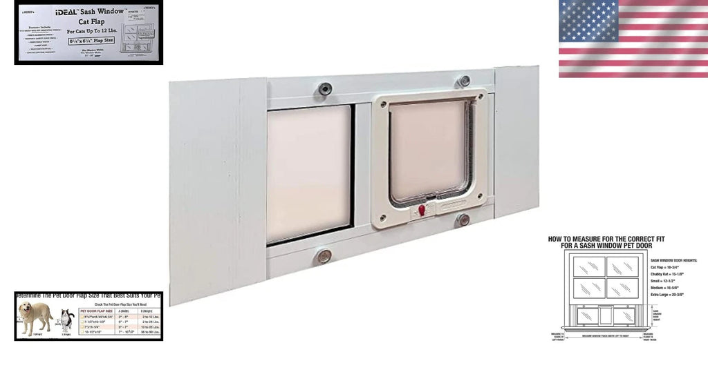 Aluminum Pet Door with Lock-out Slide | Fits Windows 23"-28" | 6" Flap Size