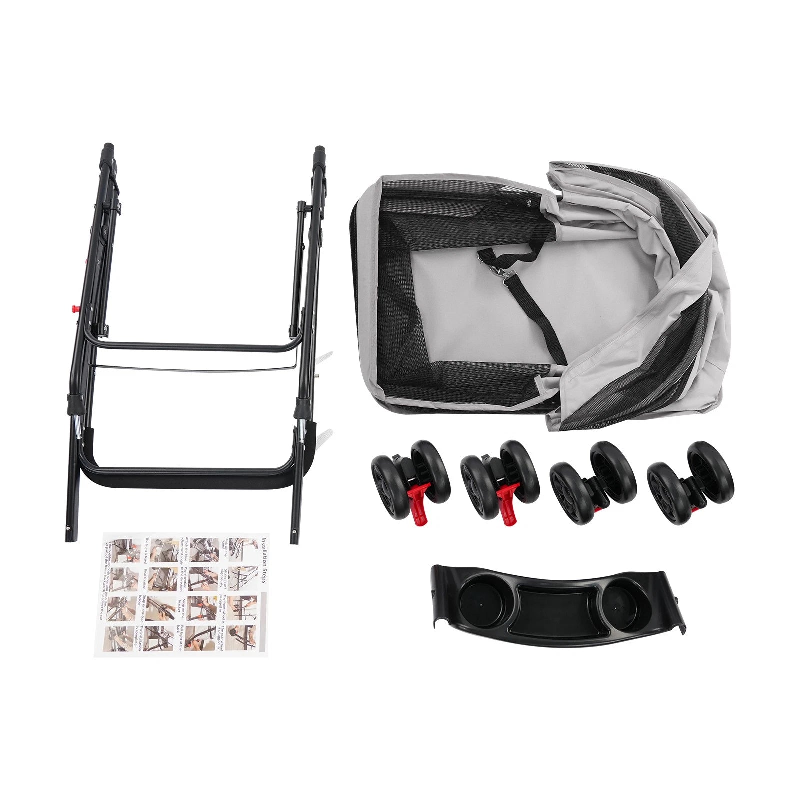 Lightweight Foldable Pet Stroller Cart for Small Dogs Cats, 40 lbs Capacity