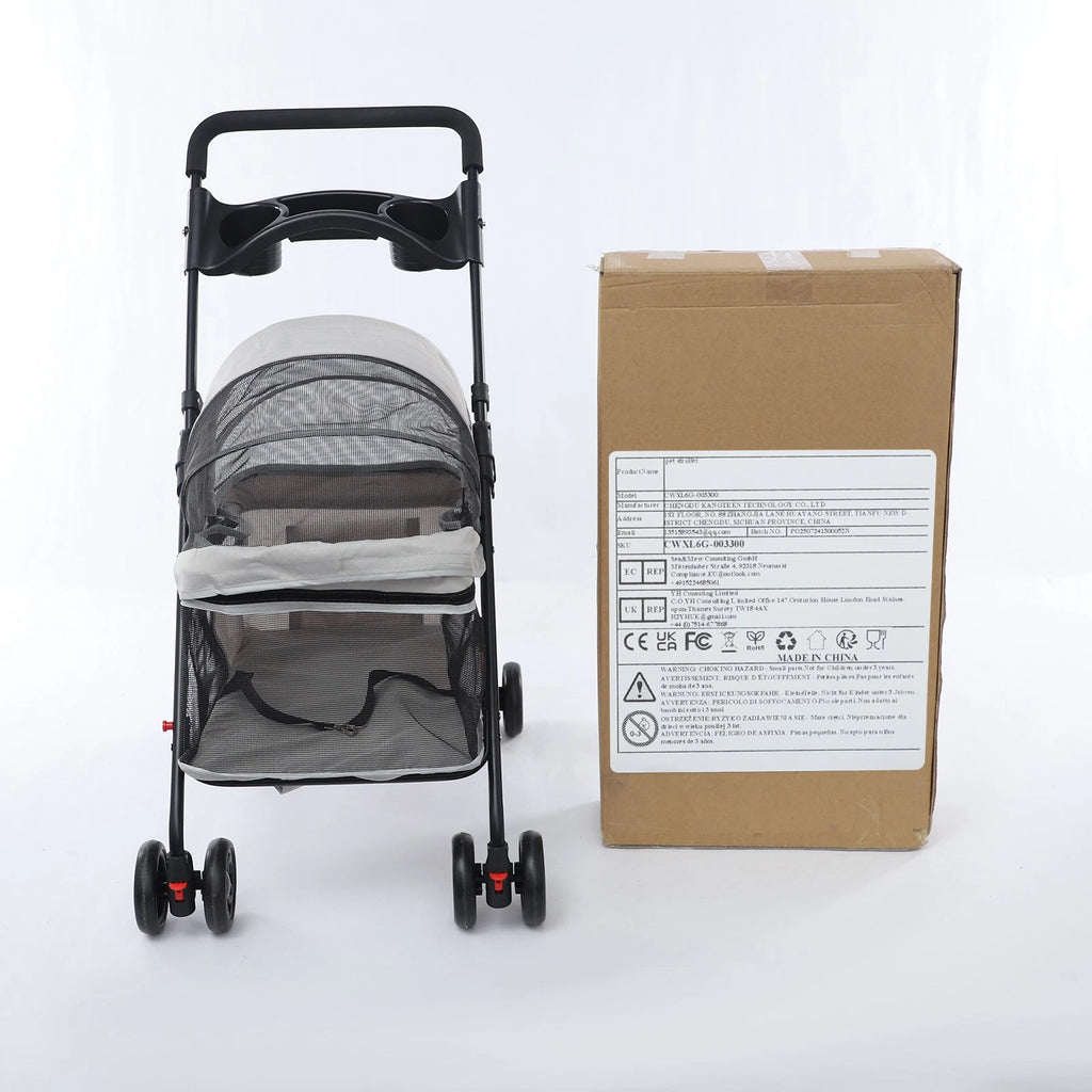 Lightweight Foldable Pet Stroller Cart for Small Dogs Cats, 40 lbs Capacity