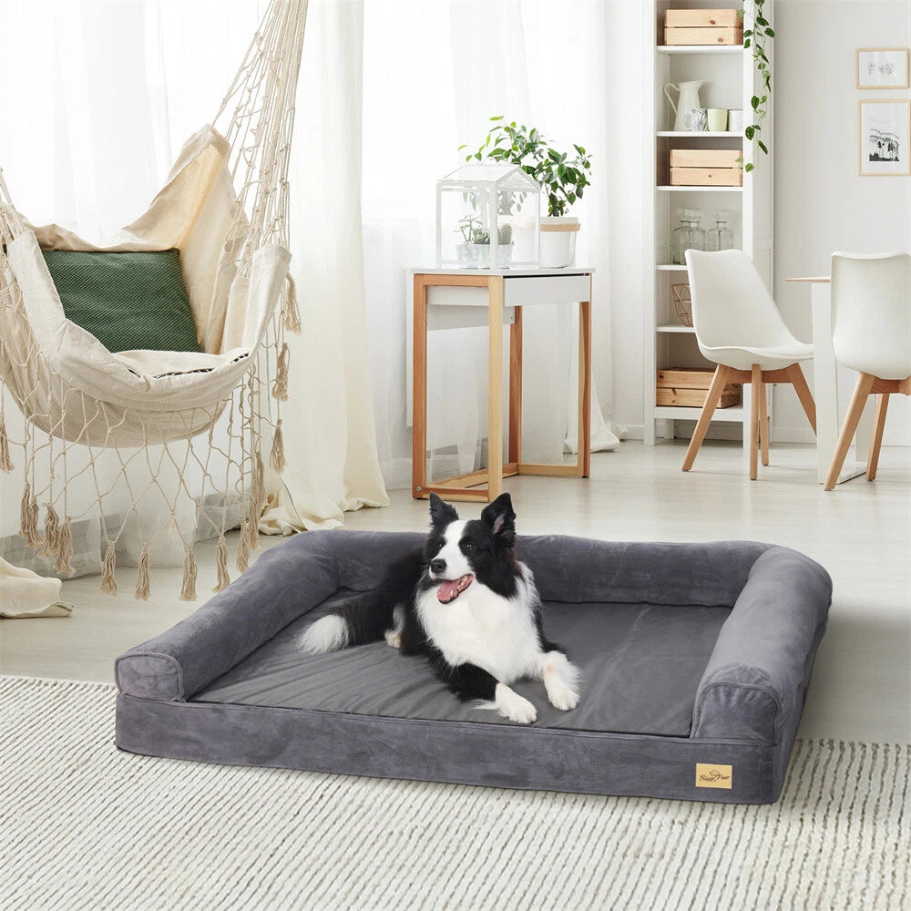 Elevated Orthopedic Dog Bed Pet Sofa w/ Headrest Washable Cover for Large Dogs