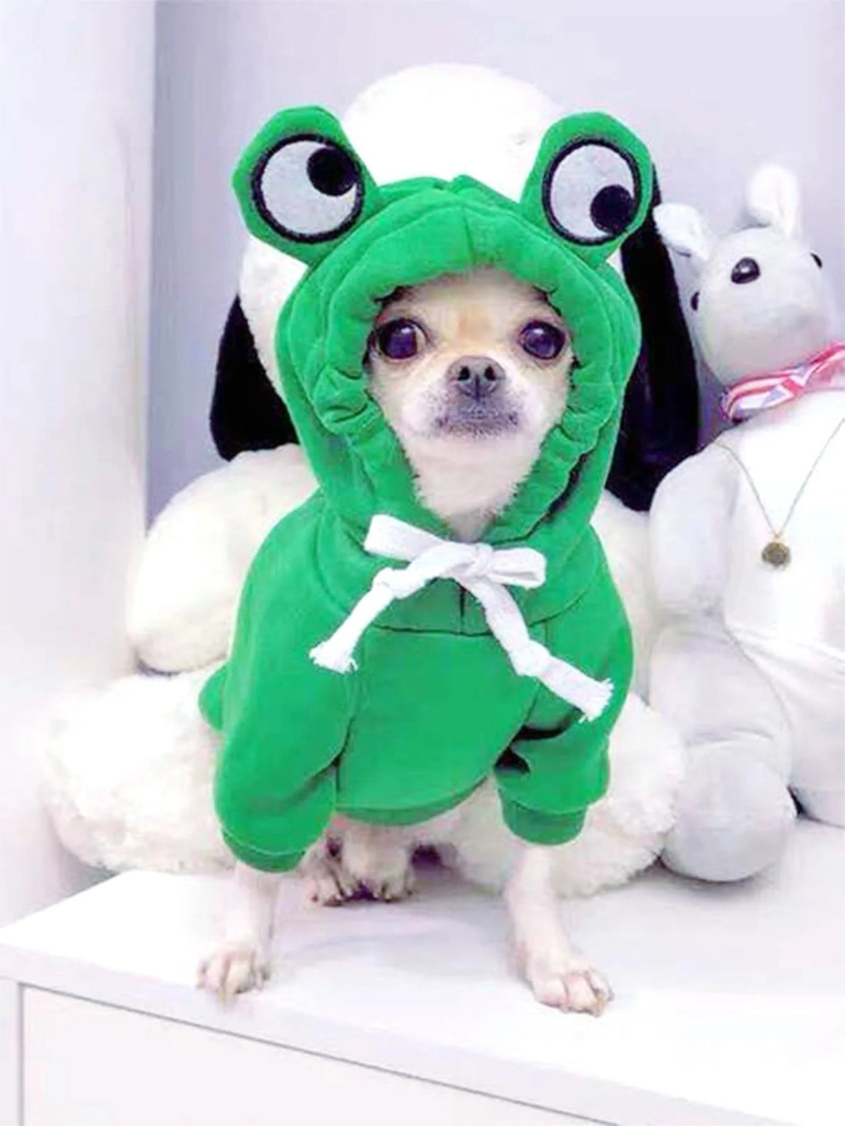 1PC Cute Frog Pet Sweater for Small and Medium Dogs - Green Dog Hoodie with Fun
