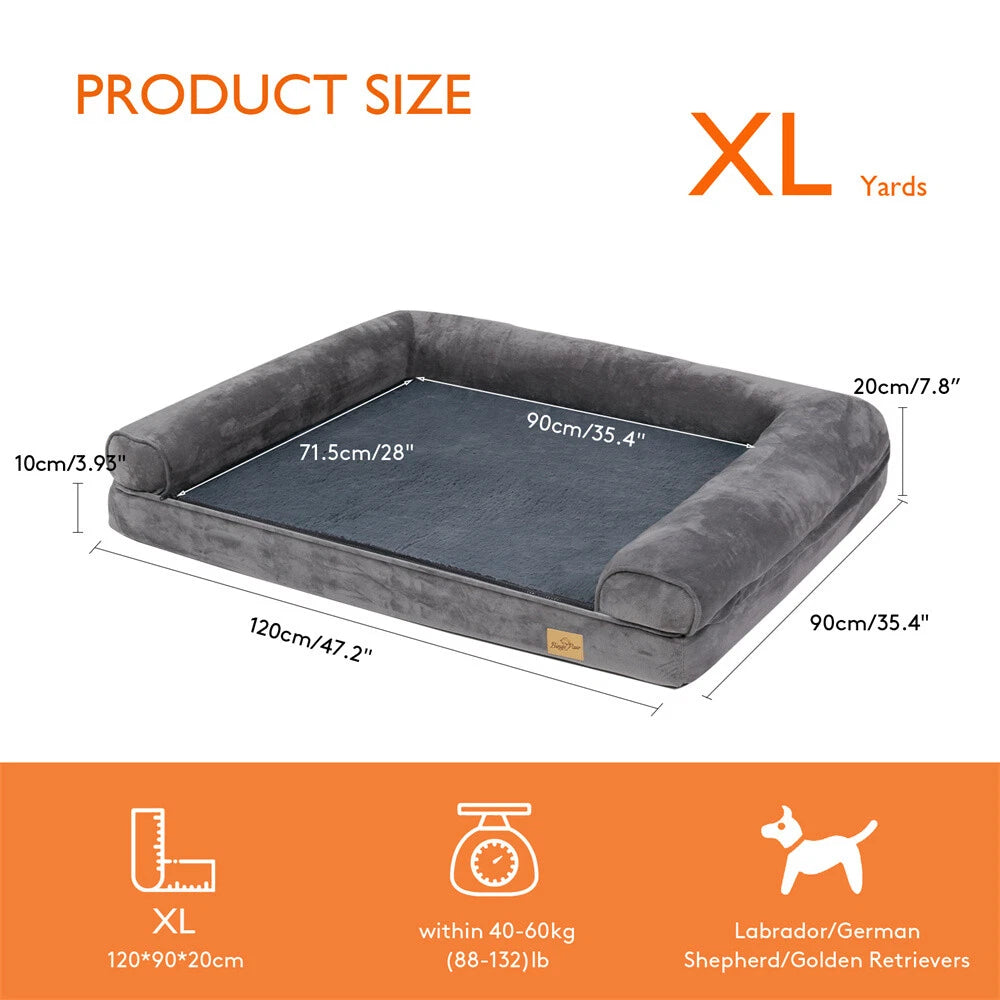 Elevated Orthopedic Dog Bed Pet Sofa w/ Headrest Washable Cover for Large Dogs