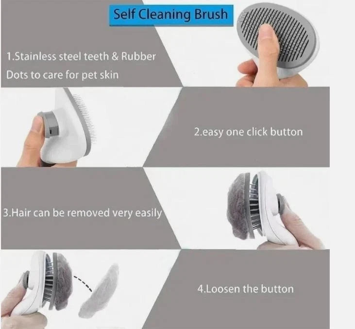 Pet Hair Remover Dog Cat Comb Grooming Massage Deshedding Self Cleaning Brush