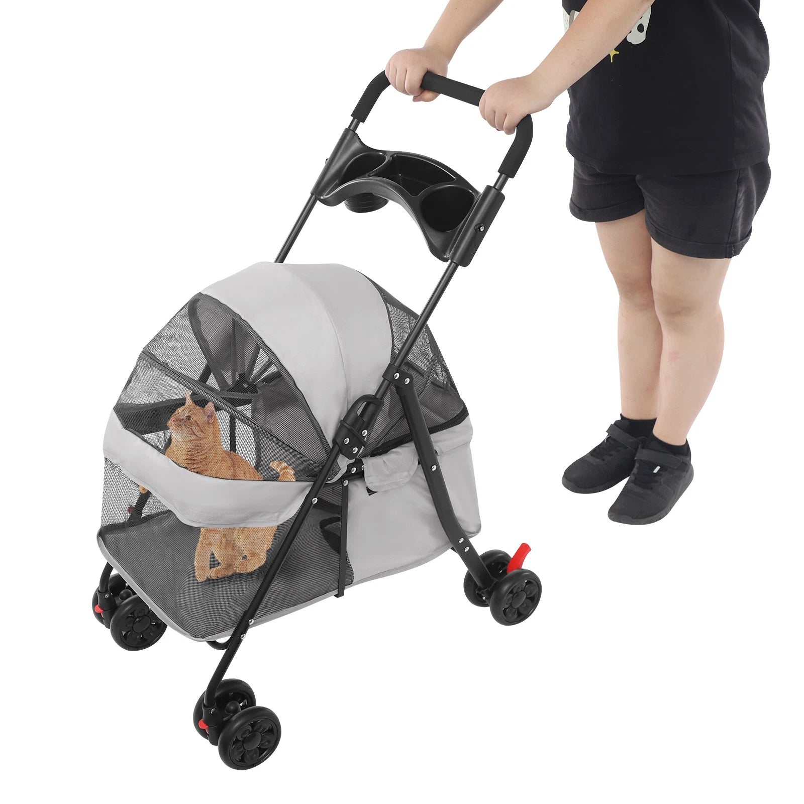 Lightweight Foldable Pet Stroller Cart for Small Dogs Cats, 40 lbs Capacity