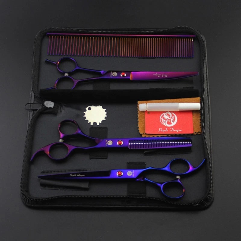 4Pcs/set 7 Inch Professional Pet Grooming Scissors Shears Dog Haircut Groom Set