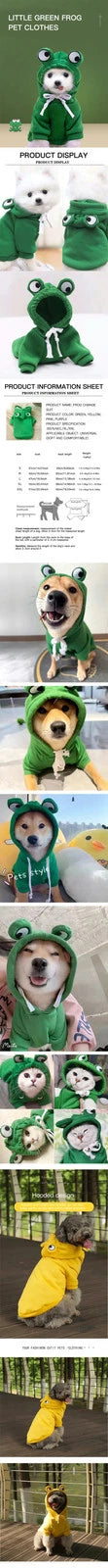 1PC Cute Frog Pet Sweater for Small and Medium Dogs - Green Dog Hoodie with Fun