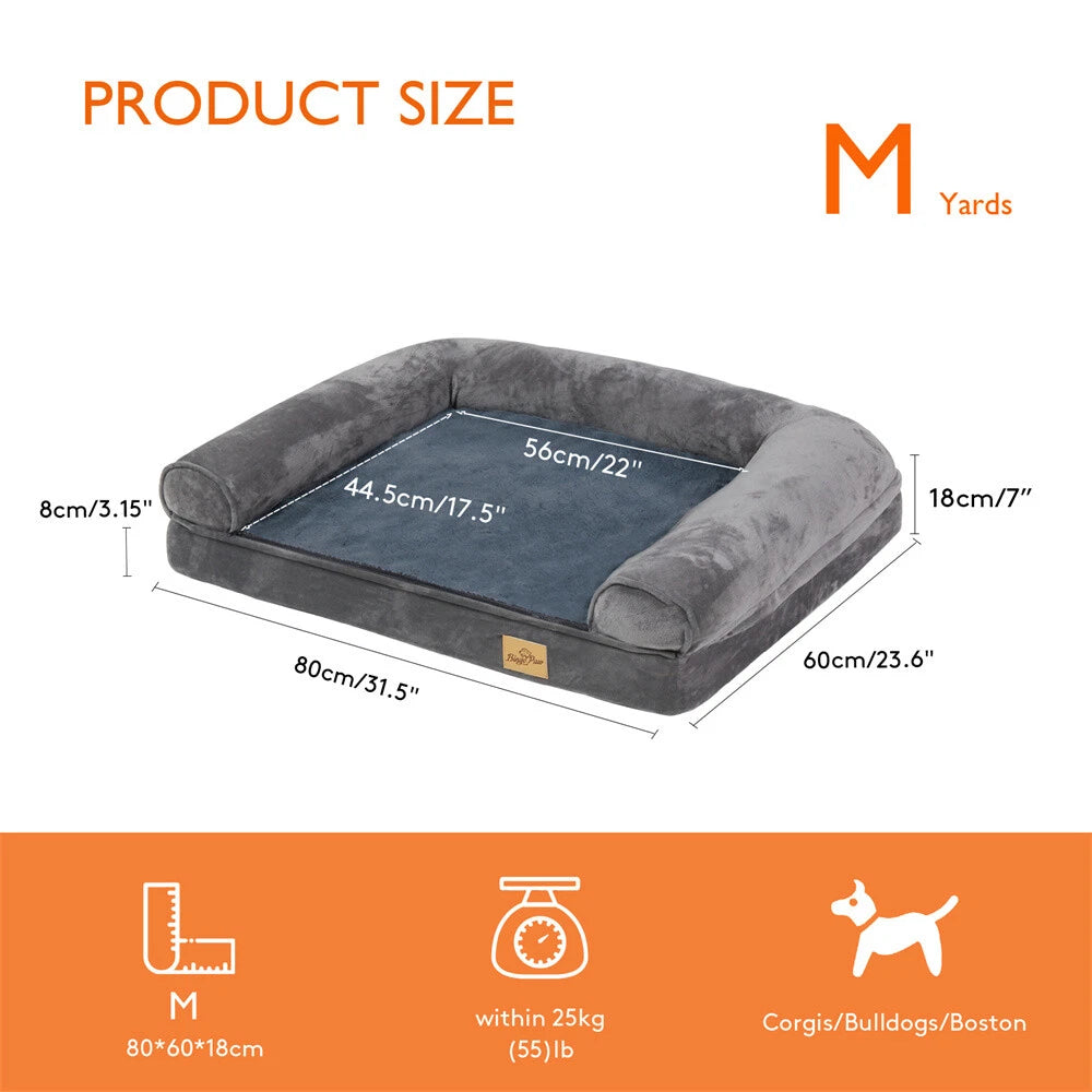 Elevated Orthopedic Dog Bed Pet Sofa w/ Headrest Washable Cover for Large Dogs