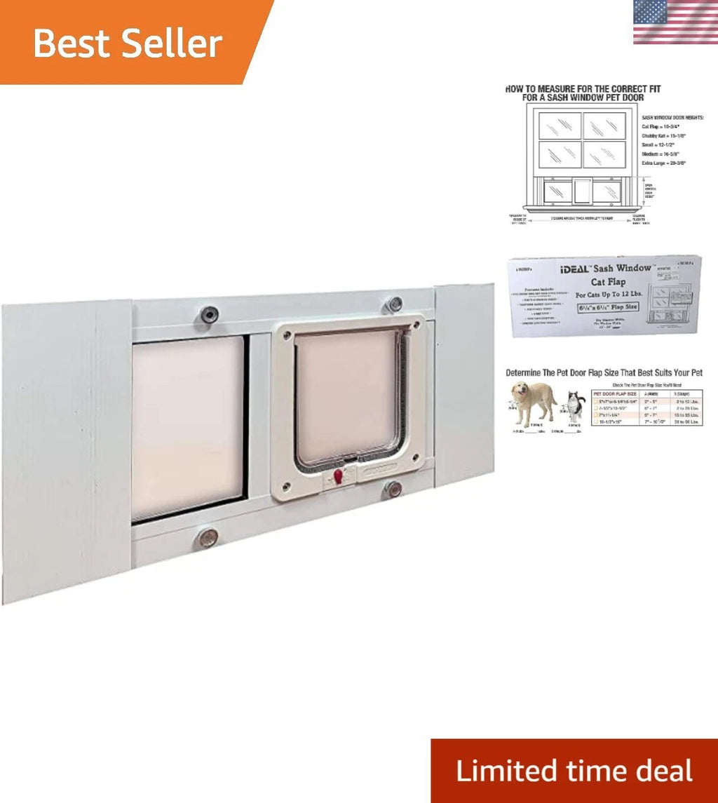 Aluminum Pet Door with Lock-out Slide | Fits Windows 23"-28" | 6" Flap Size