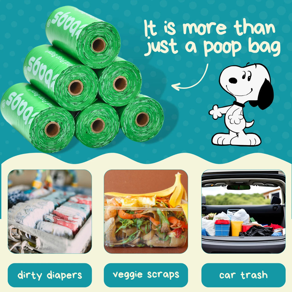 360 Count Peanuts Dog Poop Bags - Snoopy Design - 24 Rolls - Unscented