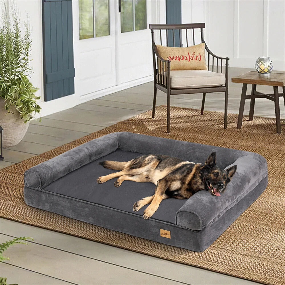 Elevated Orthopedic Dog Bed Pet Sofa w/ Headrest Washable Cover for Large Dogs