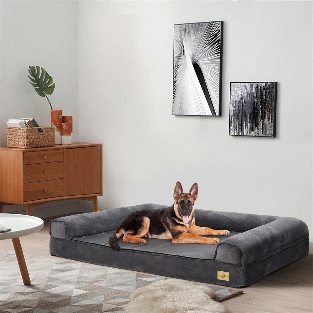 Elevated Orthopedic Dog Bed Pet Sofa w/ Headrest Washable Cover for Large Dogs