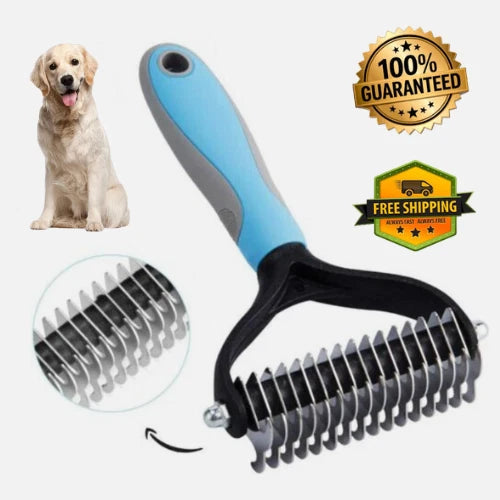 2Side Dog Brush for Shedding Dematting Pet Grooming Cat Hair Undercoat Rake Comb