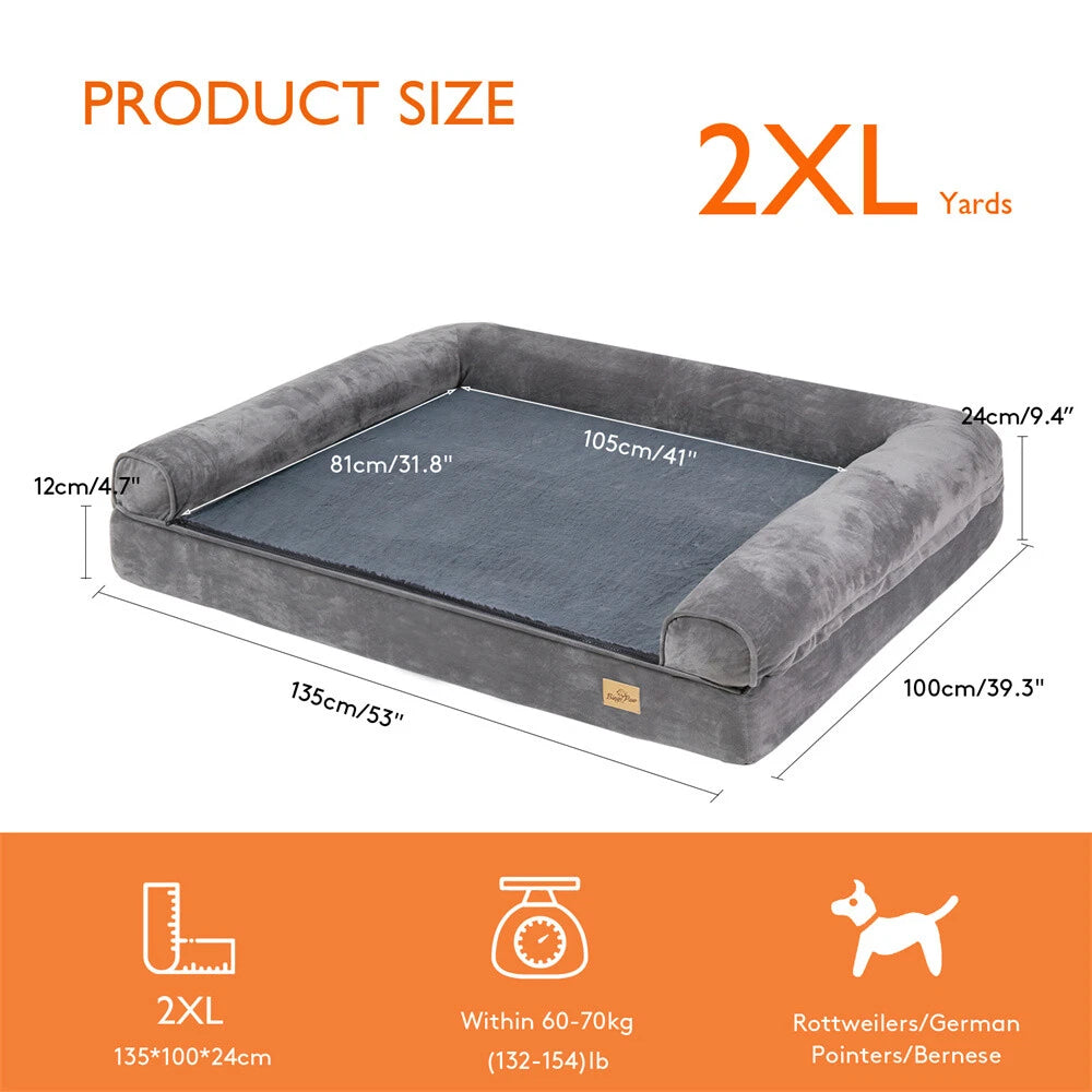 Elevated Orthopedic Dog Bed Pet Sofa w/ Headrest Washable Cover for Large Dogs