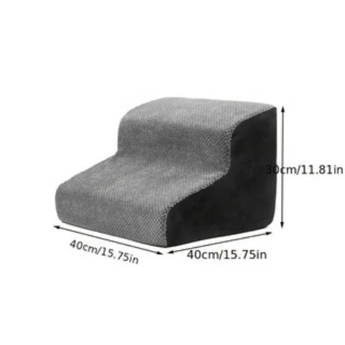 2-Step Curved Pet Stairs for Small Dogs &amp; Cats, New Gray Non-Slip Particle