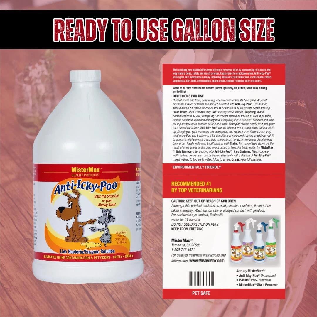 Anti Icky Poo Pet Urine Enzyme Cleaner &amp; Feces Odor Remover, Enzymatic Cleane...